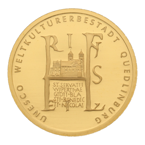 Goldmünze 100 Euro Quedlinburg Vorderseite