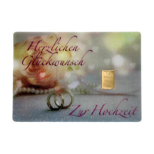 1 Gramm Geschenkbarren Hochzeit Vorderseite