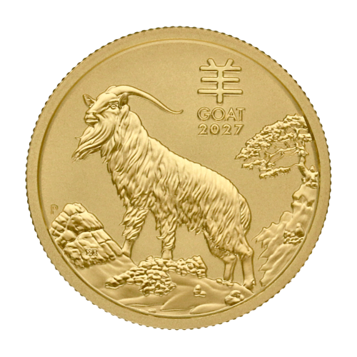 Lunar Serie III – Jahr der Ziege 2027 1/10 oz Vorderseite