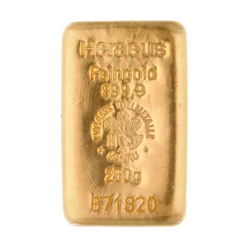 Gold bar 250 g obverse