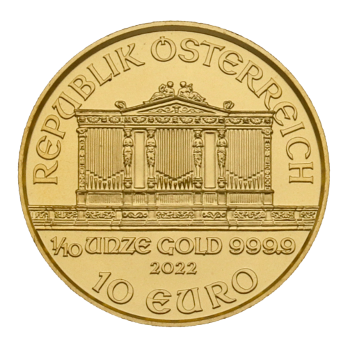 Vienna Philharmonic 1/10 oz obverse