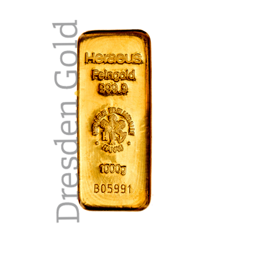 Gold bar 1 kilogram obverse