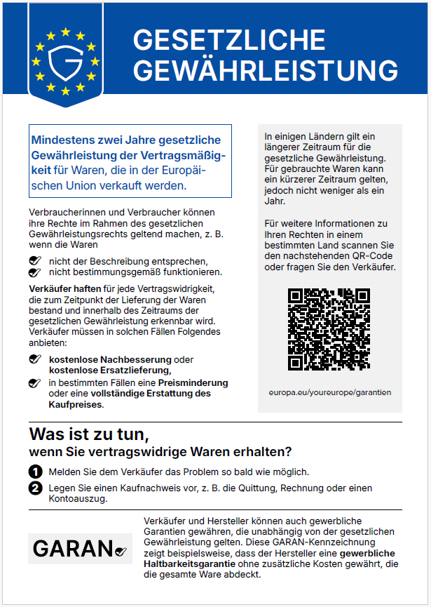 Gesetzliche Gew&auml;hrleistung